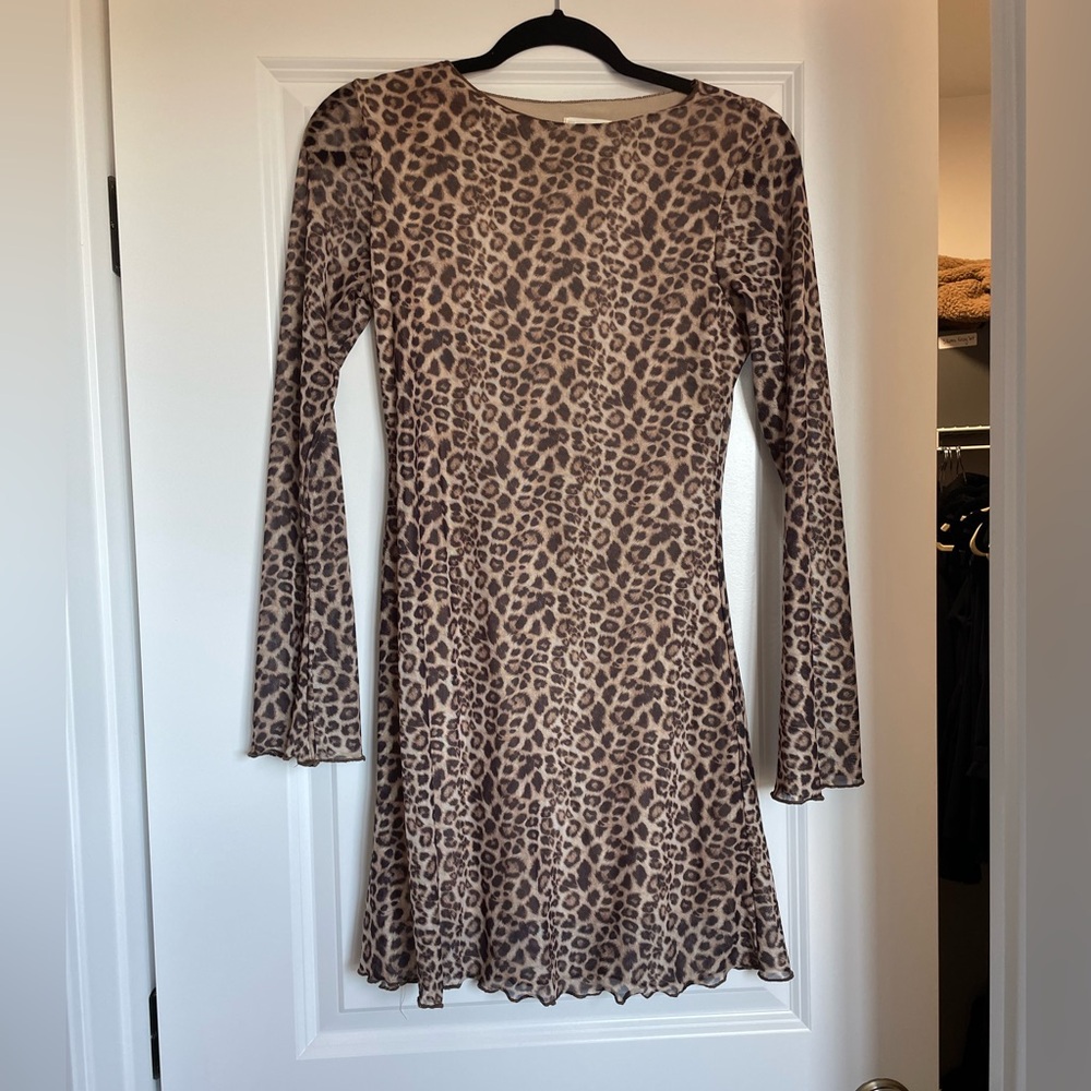 Leopard Print Mesh Mini dress